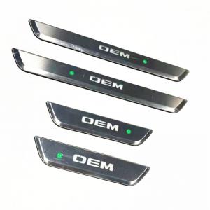 4Pcs set Customized 304 stainless steel battery powered wireless illuminated led Door scuff plates